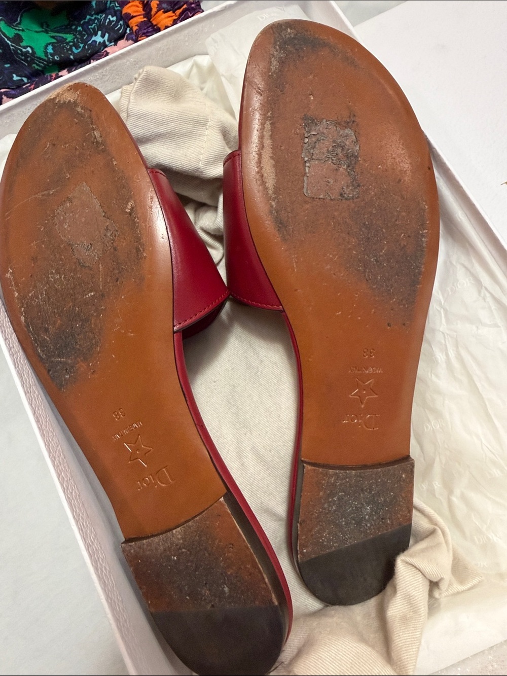 Dior Burgundy Leather Slide Mules - Picture 3 of 4